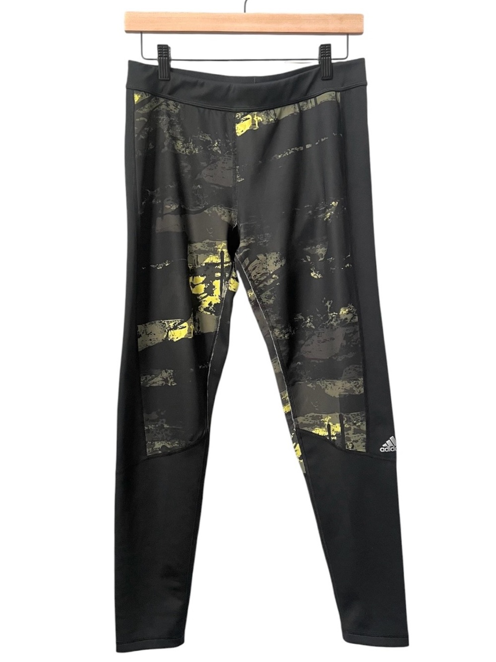 adidas CLIMALITE Compression Leggings Techfit Abstract Black Green